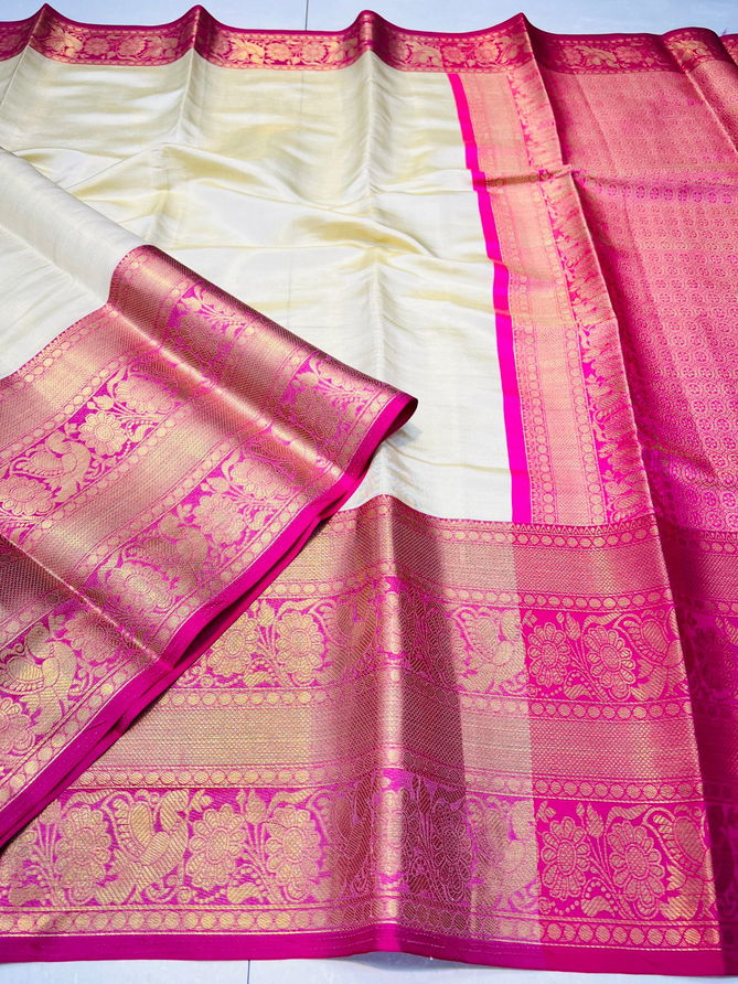 Plain tissue Smooth Weaving Silk Sarees Catalog